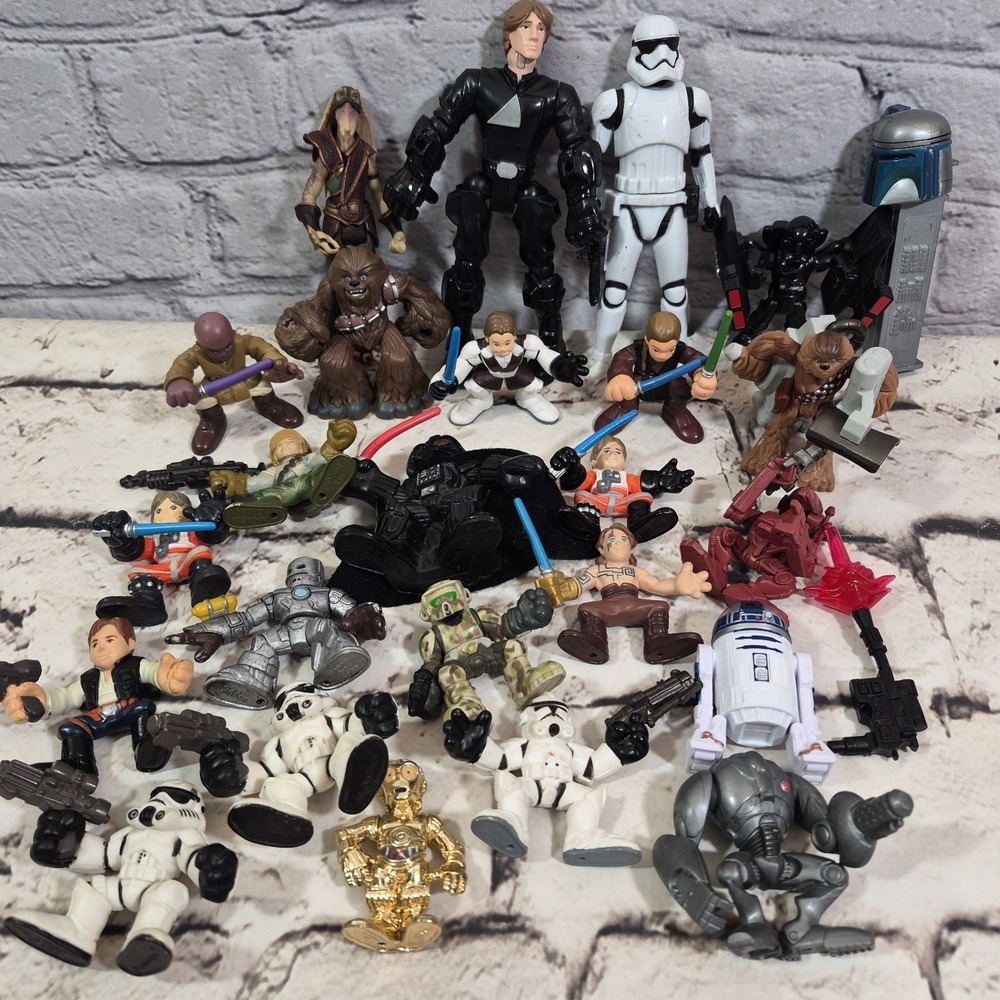 Star Wars Action Figures Large Lot Of 25 Galactic Heros Pez Chewy Storm Troopers